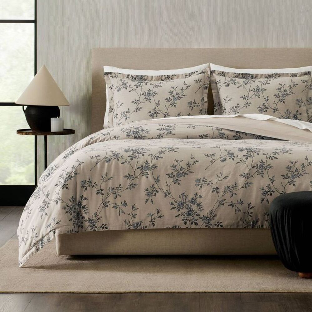 Jeremiah Brent Home 3pc California King Floral 'Palacio' Cotton Duvet Set Beige
